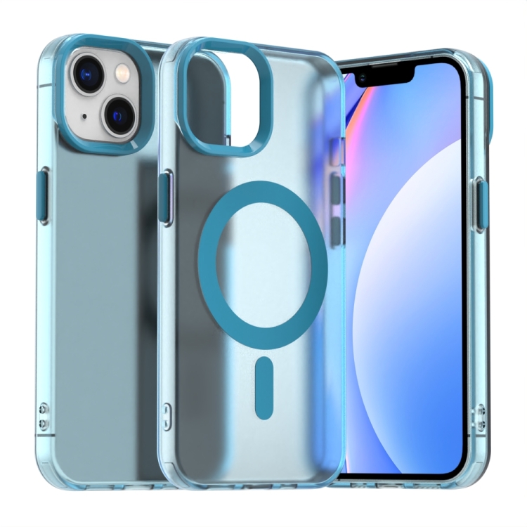 

For iPhone 15 Plus Candy Magsafe PC Hybrid TPU Phone Case(Blue)