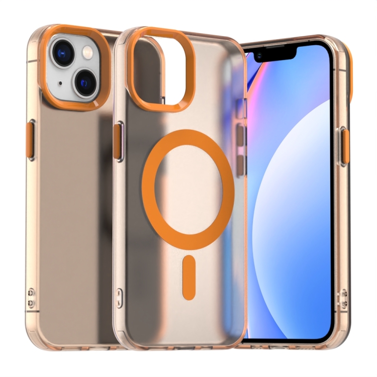 

For iPhone 15 Candy Magsafe PC Hybrid TPU Phone Case(Orange)