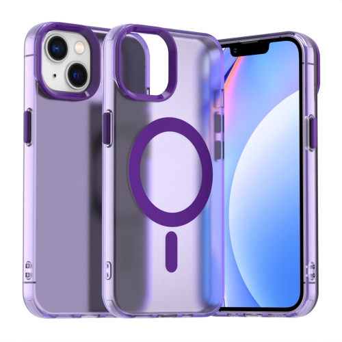 

For iPhone 15 Candy Magsafe PC Hybrid TPU Phone Case(Purple)