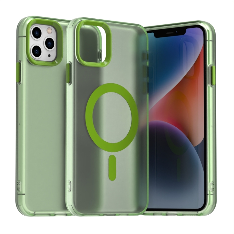 

For iPhone 11 Pro Max Candy Magsafe PC Hybrid TPU Phone Case(Green)