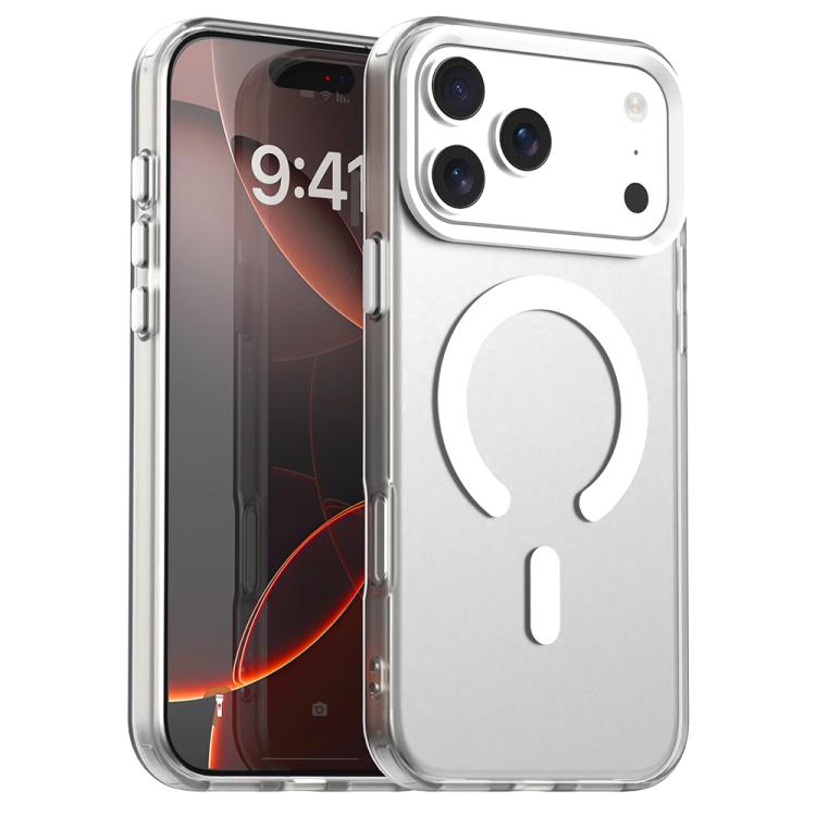 For iPhone 17 Pro Max C-type Candy Magsafe PC Hybrid TPU Phone Case(White)