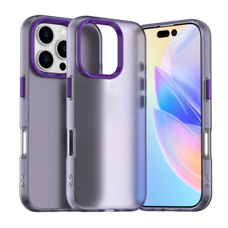 

For iPhone 16 Pro Candy PC Hybrid TPU Shockproof Phone Case(Purple)