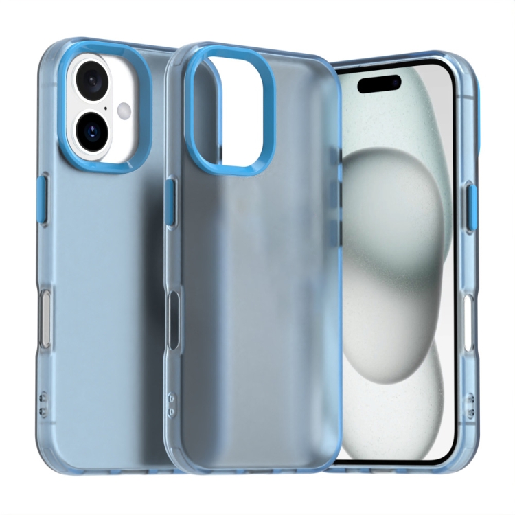 

For iPhone 16 Plus Candy PC Hybrid TPU Shockproof Phone Case(Blue)