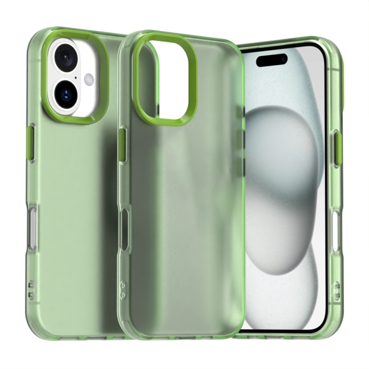 

For iPhone 16 Candy PC Hybrid TPU Shockproof Phone Case(Green)