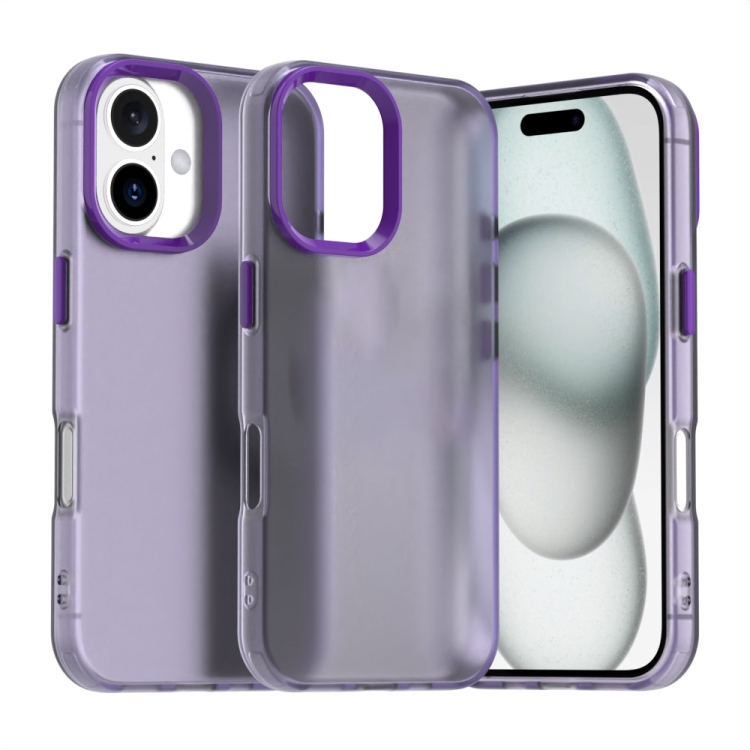 

For iPhone 16 Candy PC Hybrid TPU Shockproof Phone Case(Purple)