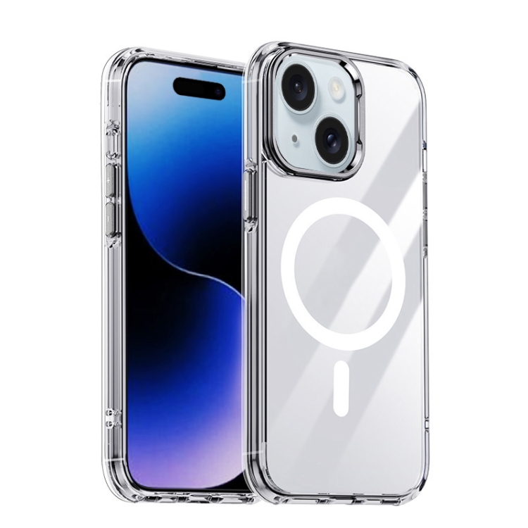 

For iPhone 15 Airbag PC Hybrid TPU Magsafe Phone Case(Clear Silver)