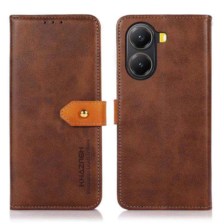 

For Xiaomi Poco X7 Pro KHAZNEH Cowhide Texture Flip Leather Phone Case(Brown)