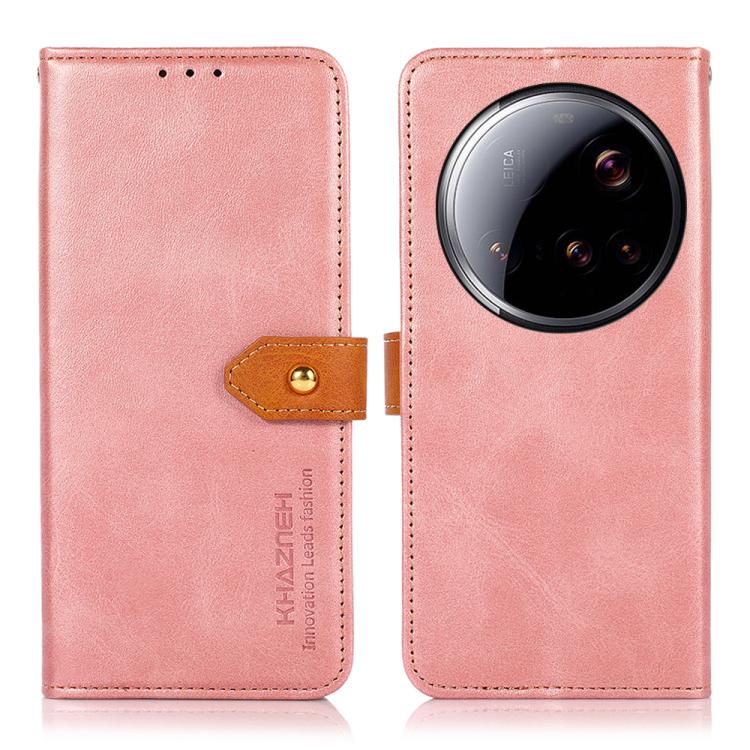 

For Xiaomi 15 Ultra KHAZNEH Cowhide Texture Flip Leather Phone Case(Rose Gold)