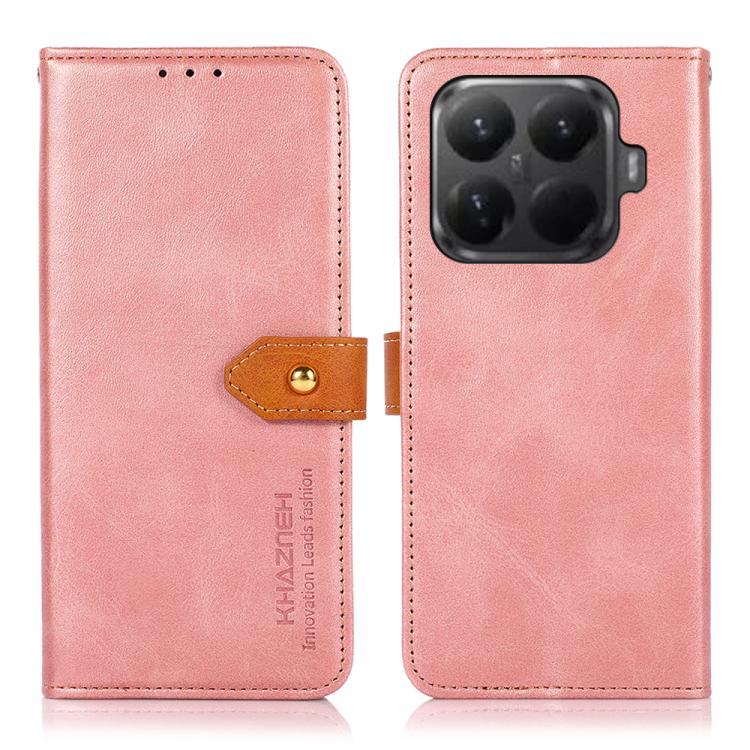 

For Xiaomi 15T Pro 5G KHAZNEH Cowhide Texture Flip Leather Phone Case(Rose Gold)