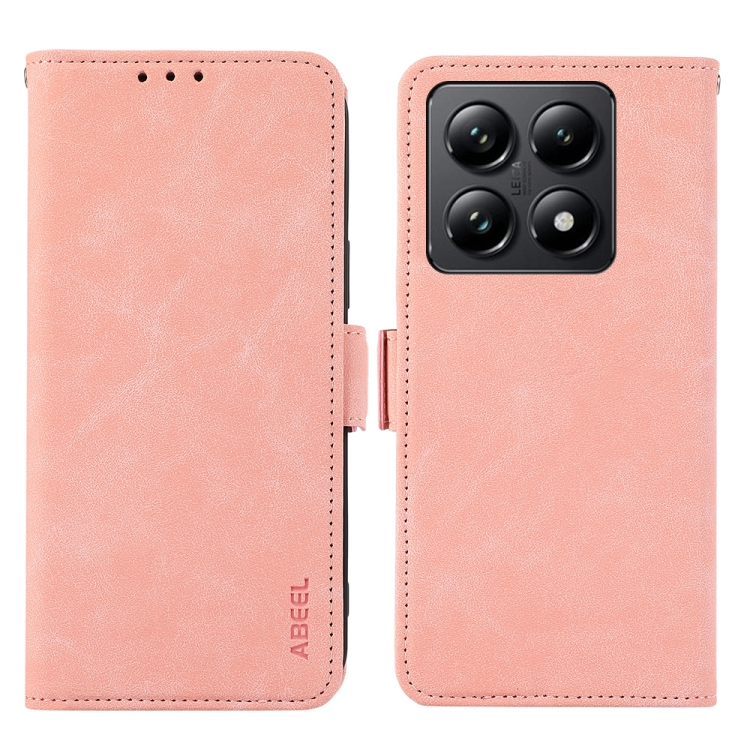 

For Xiaomi 14T ABEEL Frosted Magnetic RFID Leather Phone Case(Pink)