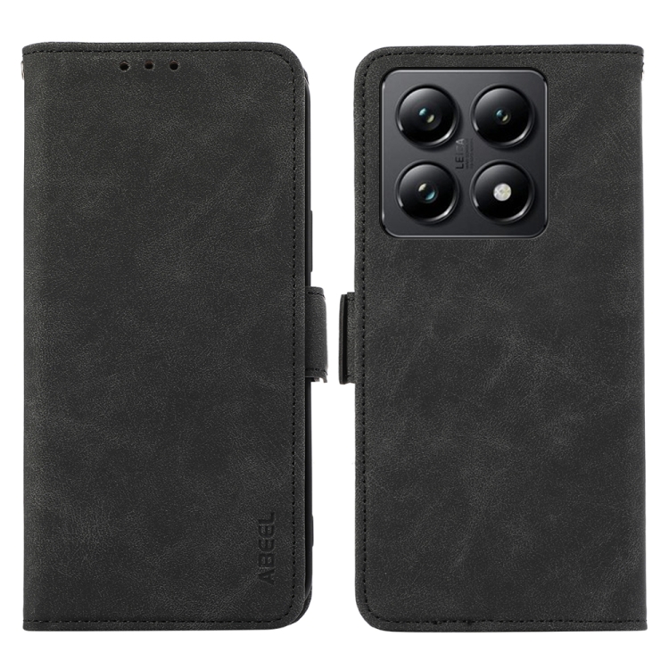 

For Xiaomi 14T ABEEL Frosted Magnetic RFID Leather Phone Case(Black)