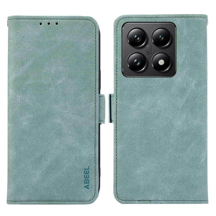 

For Xiaomi 14T ABEEL Frosted Magnetic RFID Leather Phone Case(Cyan)