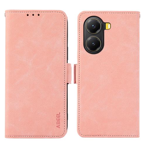 

For Xiaomi Poco X7 Pro ABEEL Frosted Magnetic RFID Leather Phone Case(Pink)