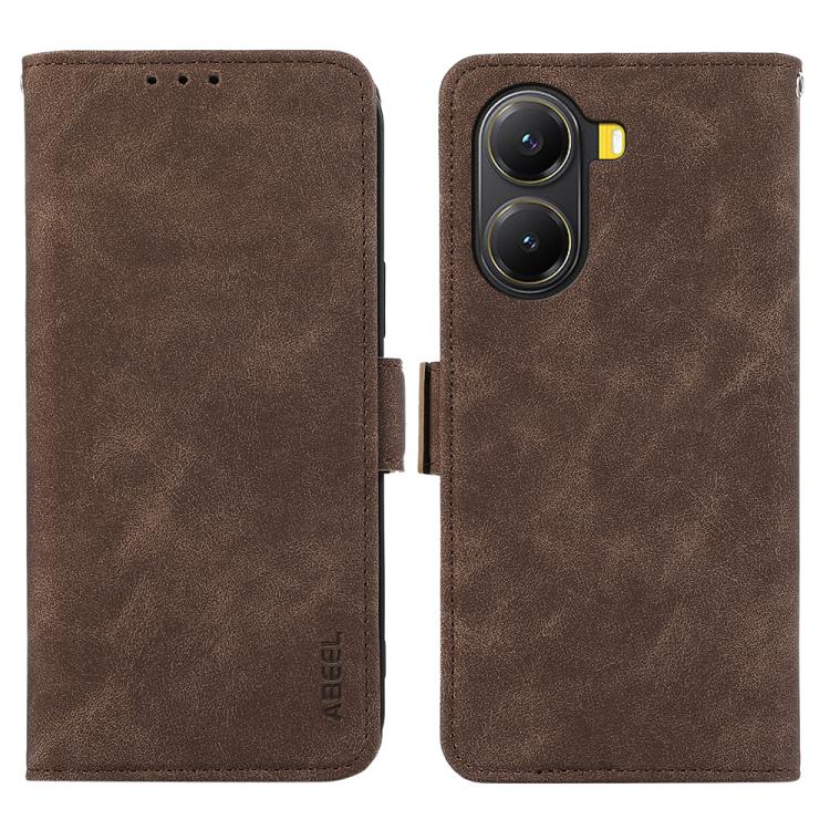 

For Xiaomi Poco X7 Pro ABEEL Frosted Magnetic RFID Leather Phone Case(Brown)