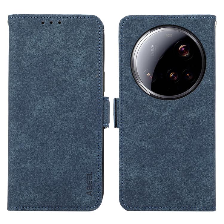 

For Xiaomi 15 Ultra ABEEL Frosted Magnetic RFID Leather Phone Case(Blue)