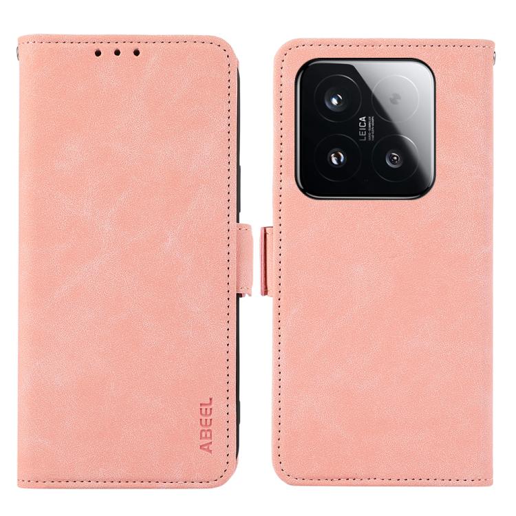 

For Xiaomi 15T 5G ABEEL Frosted Magnetic RFID Leather Phone Case(Pink)
