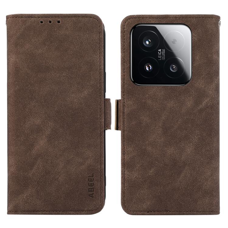 

For Xiaomi 15T 5G ABEEL Frosted Magnetic RFID Leather Phone Case(Brown)