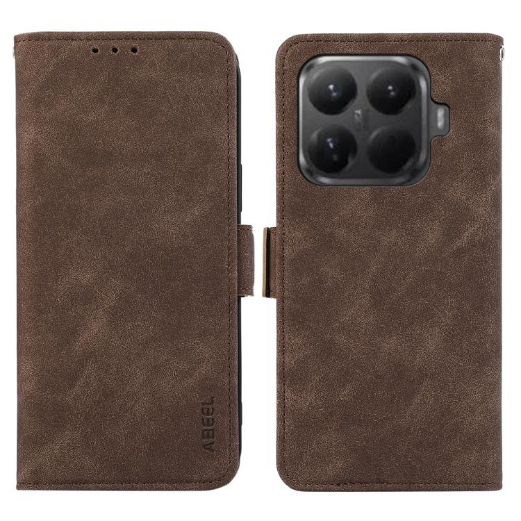 

For Xiaomi 15T Pro 5G ABEEL Frosted Magnetic RFID Leather Phone Case(Brown)