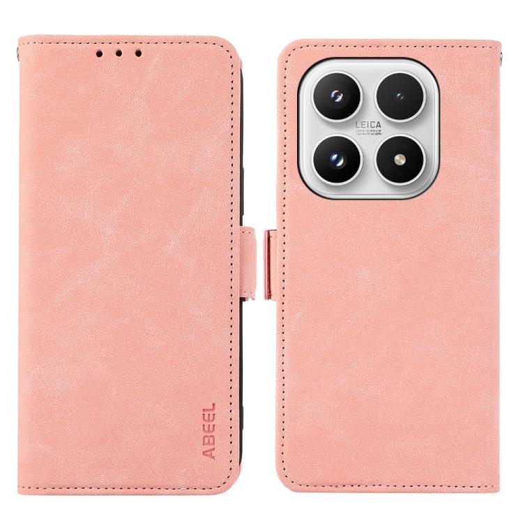 

For Xiaomi 17 ABEEL Frosted Magnetic RFID Leather Phone Case(Pink)