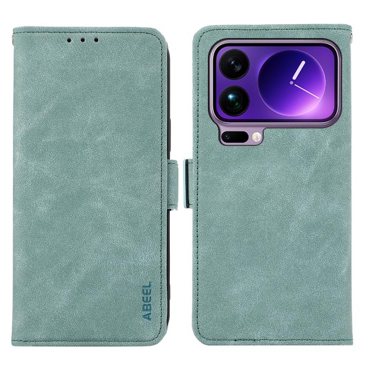 

For Xiaomi 17 Pro ABEEL Frosted Magnetic RFID Leather Phone Case(Cyan)