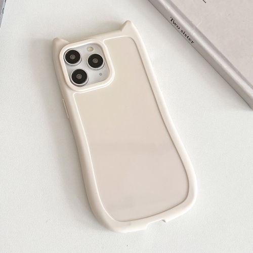 

For iPhone 11 Pro Max Frosted Solid Color Cat Head TPU Phone Case(White)