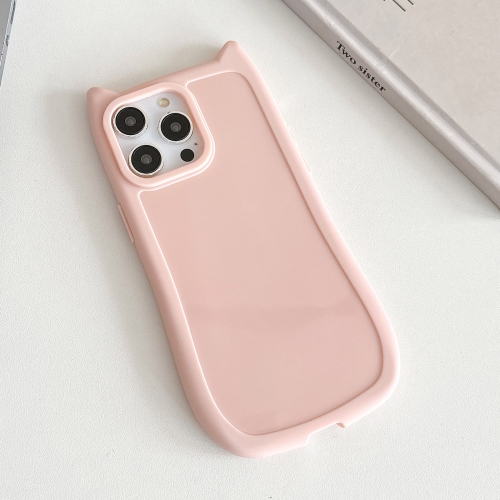 

For iPhone 13 Pro Max Frosted Solid Color Cat Head TPU Phone Case(Pink)