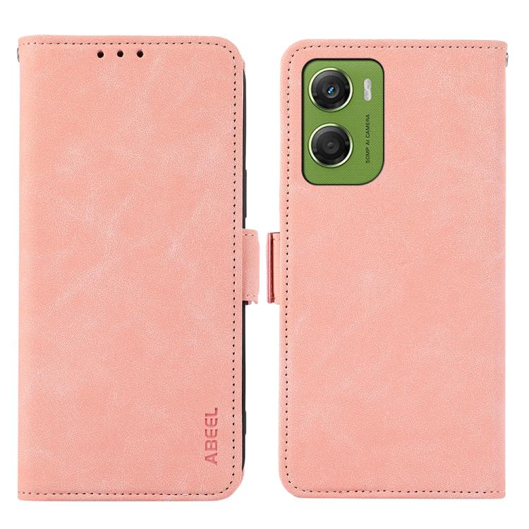 

For Motorola Moto G06 4G ABEEL Frosted Magnetic RFID Leather Phone Case(Pink)