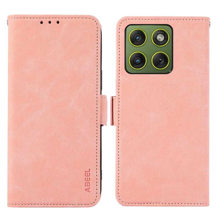 

For Motorola Edge 70 5G ABEEL Frosted Magnetic RFID Leather Phone Case(Pink)