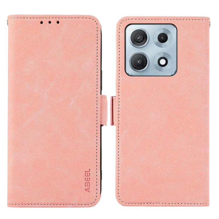 For Motorola Edge 70 Max 5G ABEEL Frosted Magnetic RFID Leather Phone Case(Pink)