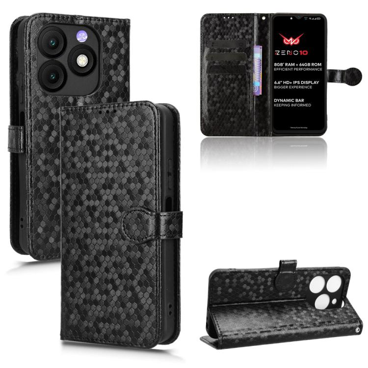 

For itel Zeno 10 Honeycomb Dot Texture Leather Phone Case(Black)