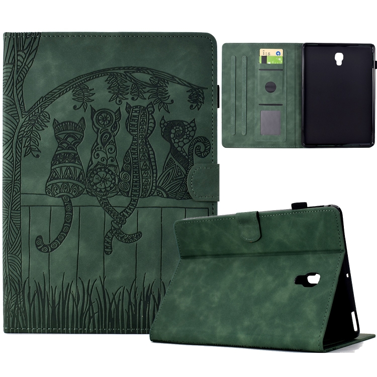 

For Samsung Galaxy Tab A 10.5 T590 Cats Embossed Leather Smart Tablet Case(Green)