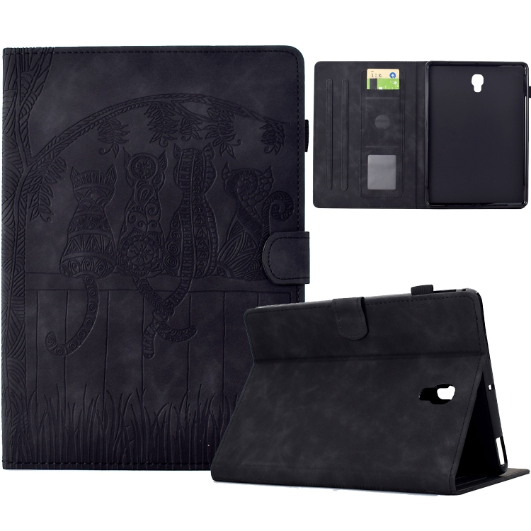 

For Samsung Galaxy Tab A 10.5 T590 Cats Embossed Leather Smart Tablet Case(Black)