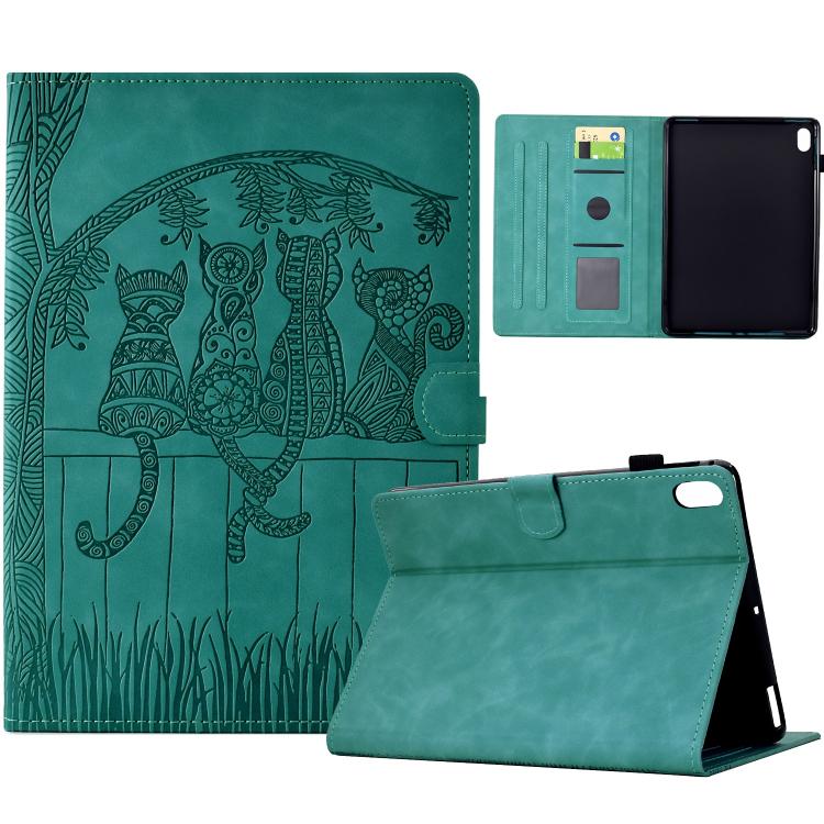

For Samsung Galaxy Tab S11 Cats Embossed Leather Smart Tablet Case(Light Blue)