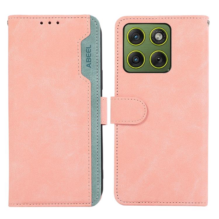 

For Motorola Edge 70 5G ABEEL Color Block Magnetic RFID Leather Phone Case(Pink-Cyan)
