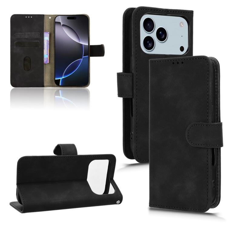

For iPhone 17 Pro Max Skin Feel Magnetic Flip Leather Phone Case(Black)