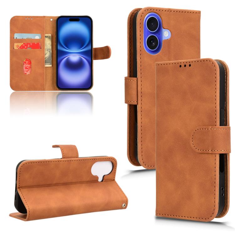 

For iPhone 17 Skin Feel Magnetic Flip Leather Phone Case(Brown)