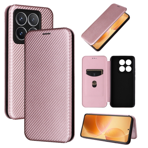 

For Xiaomi 14T Pro Carbon Fiber Texture Flip Leather Phone Case(Pink)