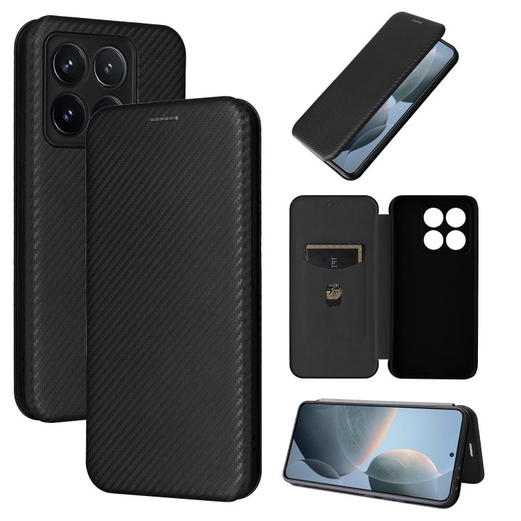 

For Xiaomi 14T Carbon Fiber Texture Flip Leather Phone Case(Black)