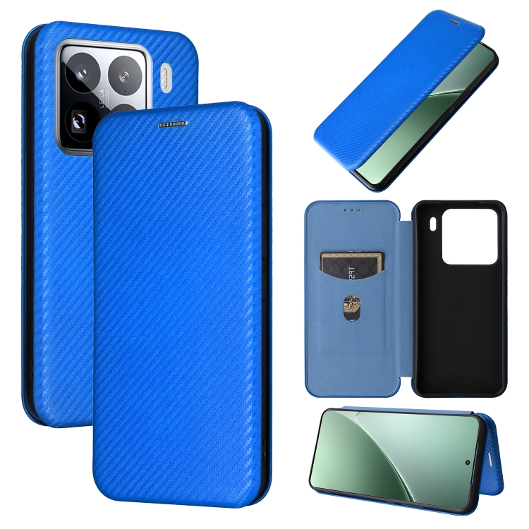 

For Xiaomi 15 Pro Carbon Fiber Texture Flip Leather Phone Case(Blue)