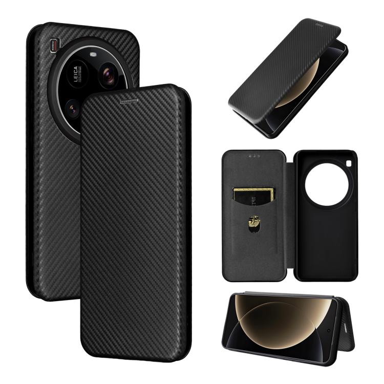 

For Xiaomi 15 Ultra Carbon Fiber Texture Flip Leather Phone Case(Black)
