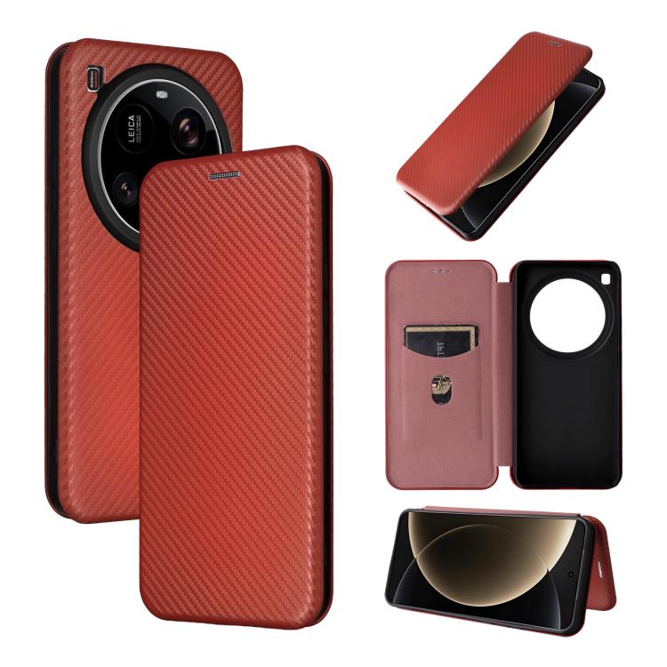 

For Xiaomi 15 Ultra Carbon Fiber Texture Flip Leather Phone Case(Brown)