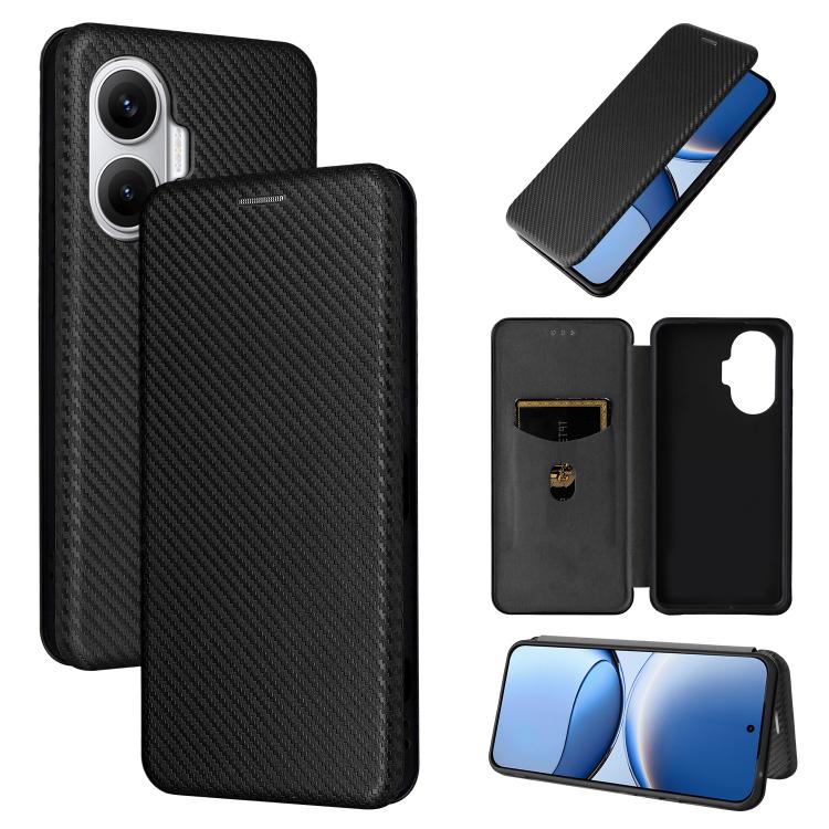 

For Xiaomi Poco F7 5G Global Carbon Fiber Texture Flip Leather Phone Case(Black)