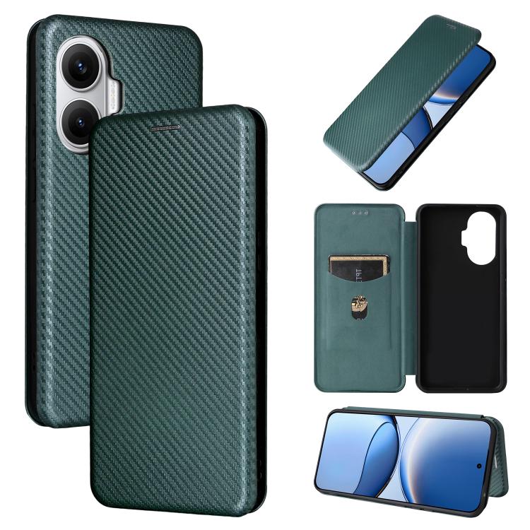 

For Xiaomi Poco F7 5G Global Carbon Fiber Texture Flip Leather Phone Case(Green)
