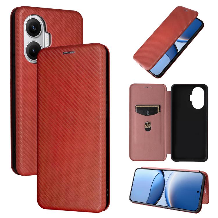 

For Xiaomi Poco F7 5G Global Carbon Fiber Texture Flip Leather Phone Case(Brown)