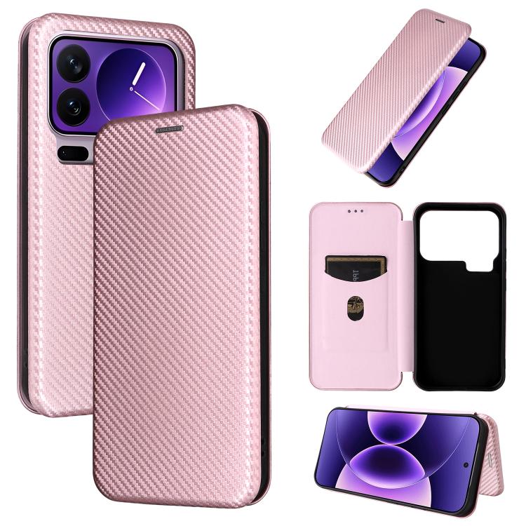 

For Xiaomi 17 Pro Carbon Fiber Texture Flip Leather Phone Case(Pink)