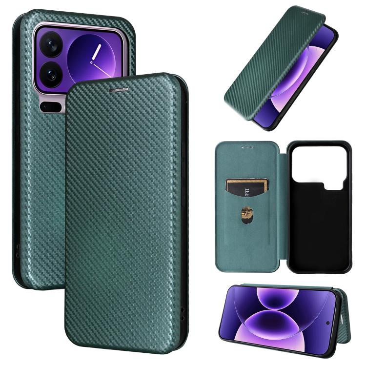 

For Xiaomi 17 Pro Carbon Fiber Texture Flip Leather Phone Case(Green)