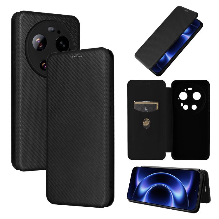 

For Xiaomi 17 Ultra Carbon Fiber Texture Flip Leather Phone Case(Black)