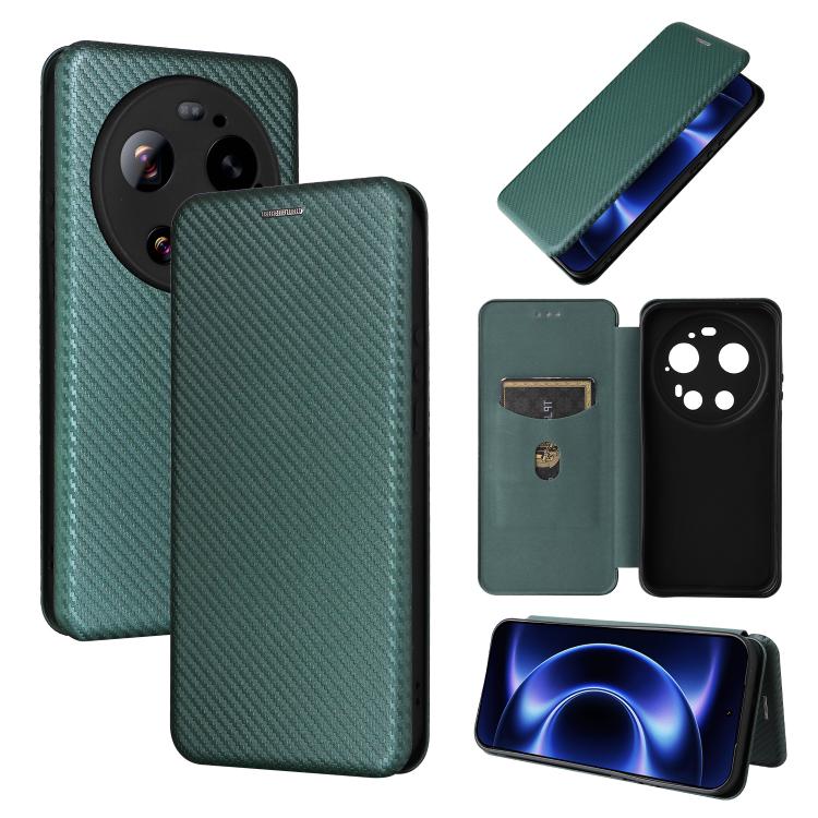

For Xiaomi 17 Ultra Carbon Fiber Texture Flip Leather Phone Case(Green)
