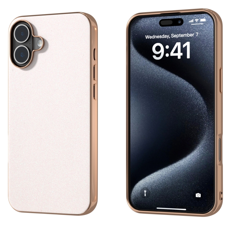 Pour iPhone 16 Plus Coque de téléphone antichoc à paillettes avec cadre électrolytique (blanc)