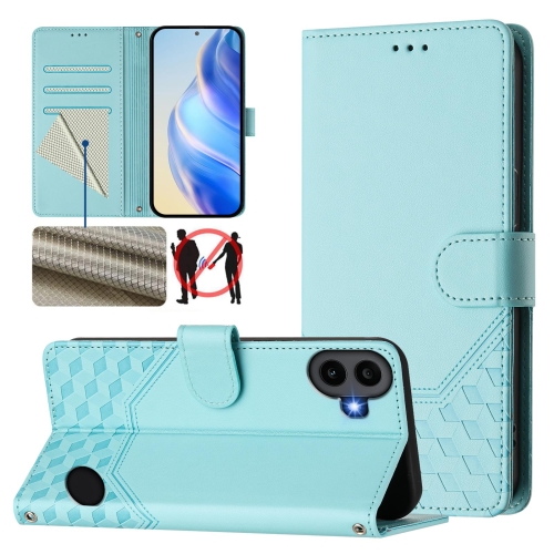 

For Nothing Phone 1 Honeycomb Embossing RFID Leather Phone Case(Mint Green)